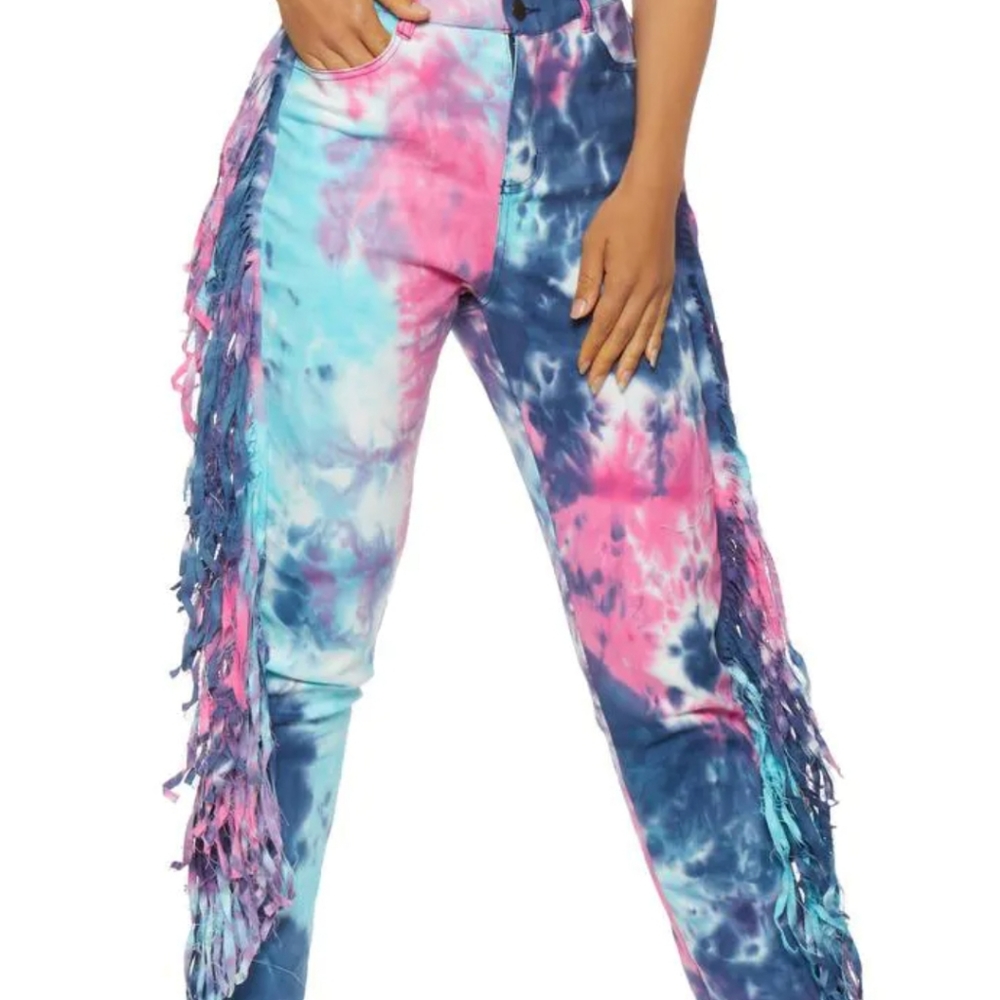 Tye Die jeans with fringe